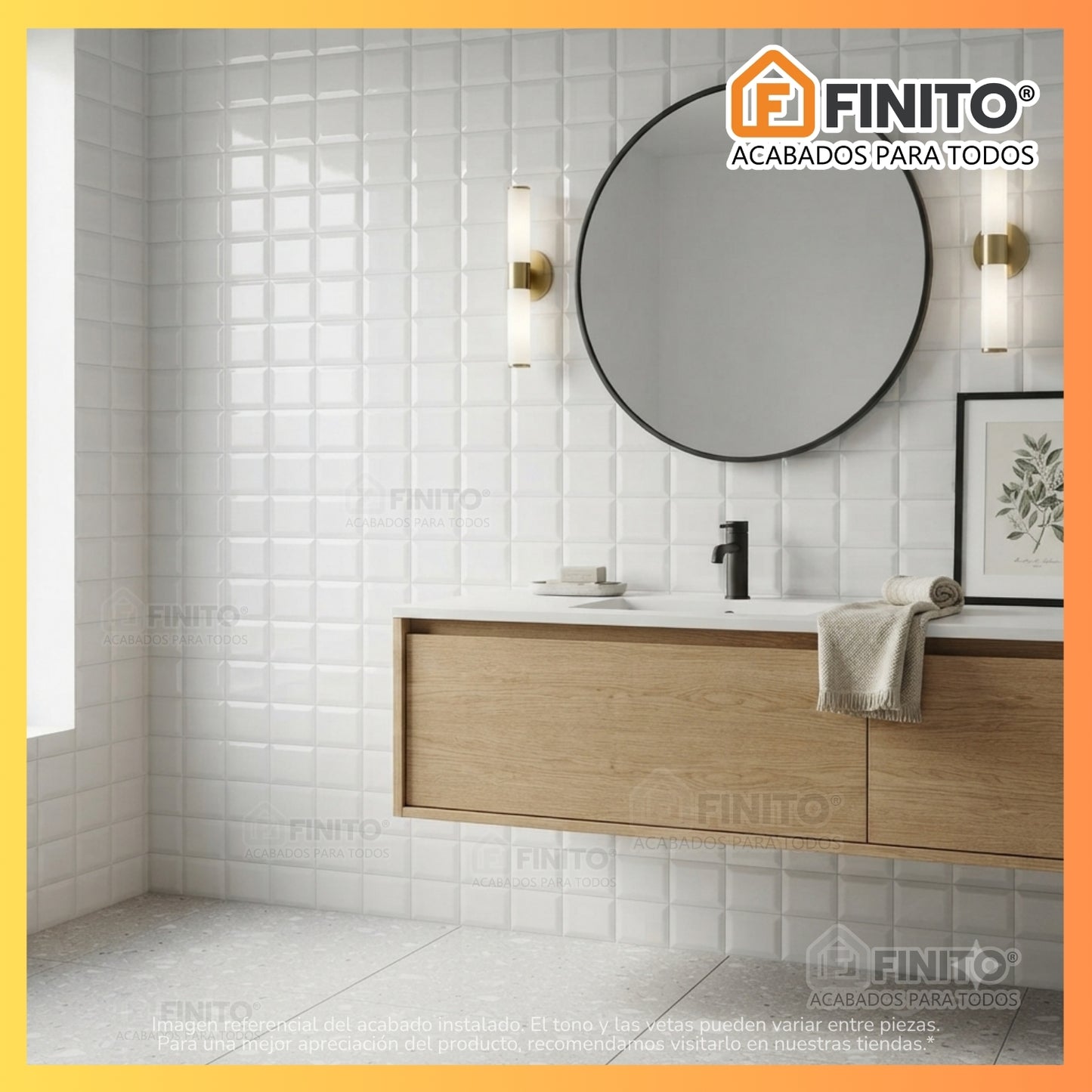 Ceramica Brillante 27x45 2,07Mt2 Quadra Blanco