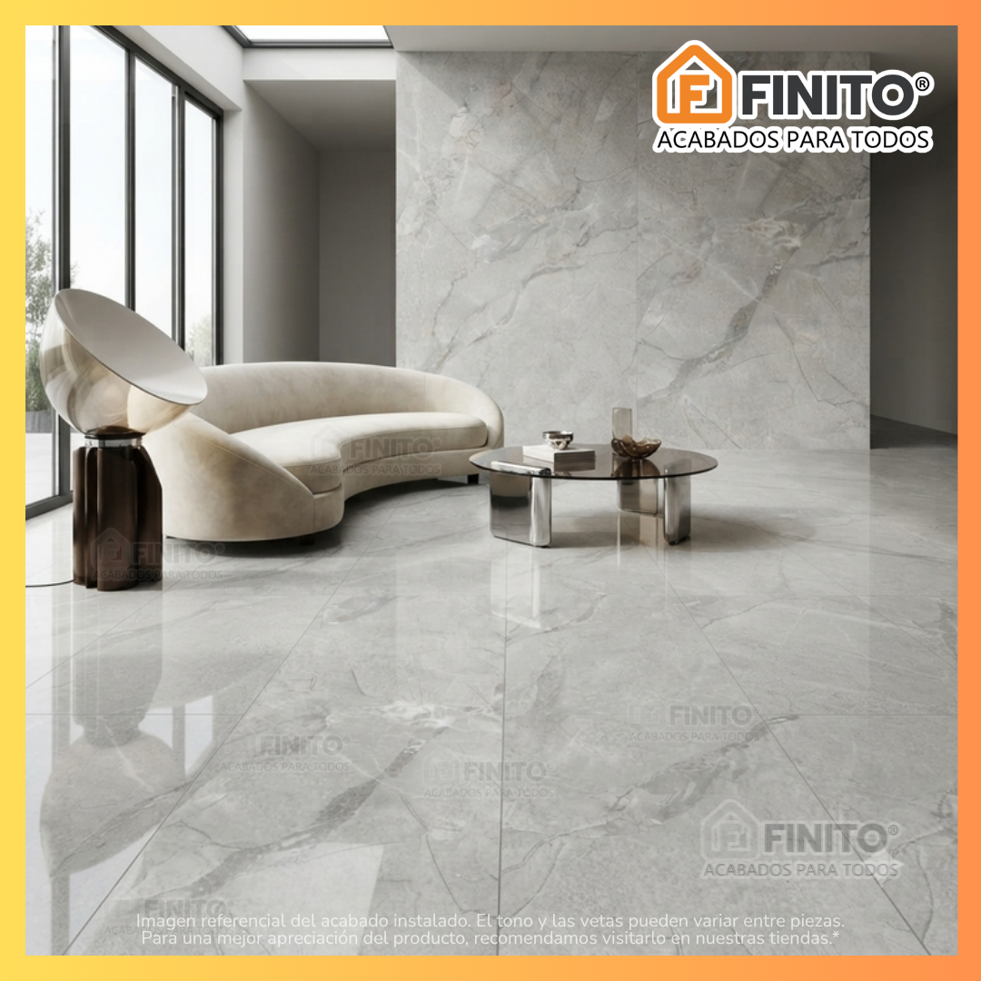 Porcelanato Vitrificado Marmolizado 60x120 2.16Mt2 Carrara Smoke
