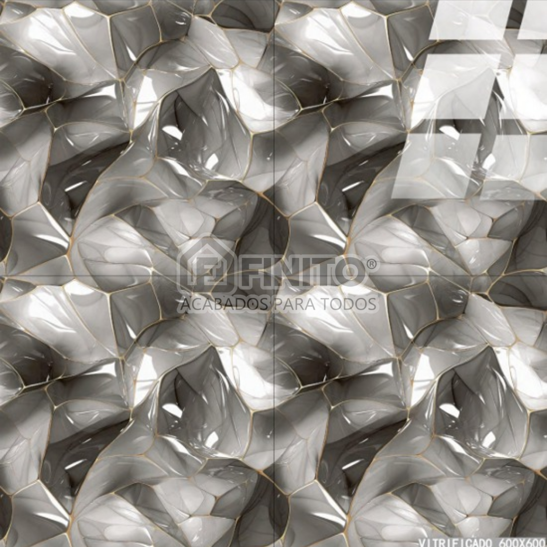 Porcelanato Brillante Marmolizado 60x60 1.44Mt2 Cristal Geometrico