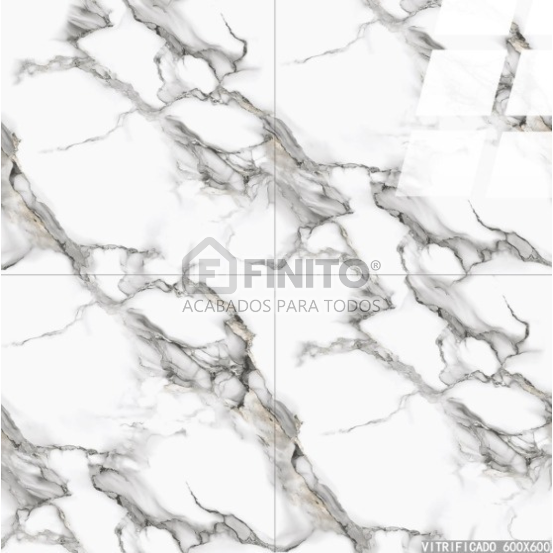 Porcelanato Brillante Marmolizado 60x60 1.44Mt2 Vetro Bianco