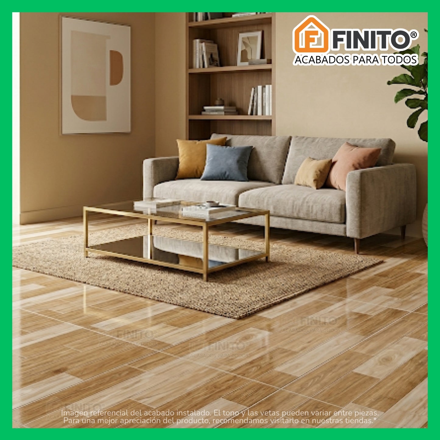 Cerámica Madera Brillante 45x45cm 2.29 m2 Andino Beige