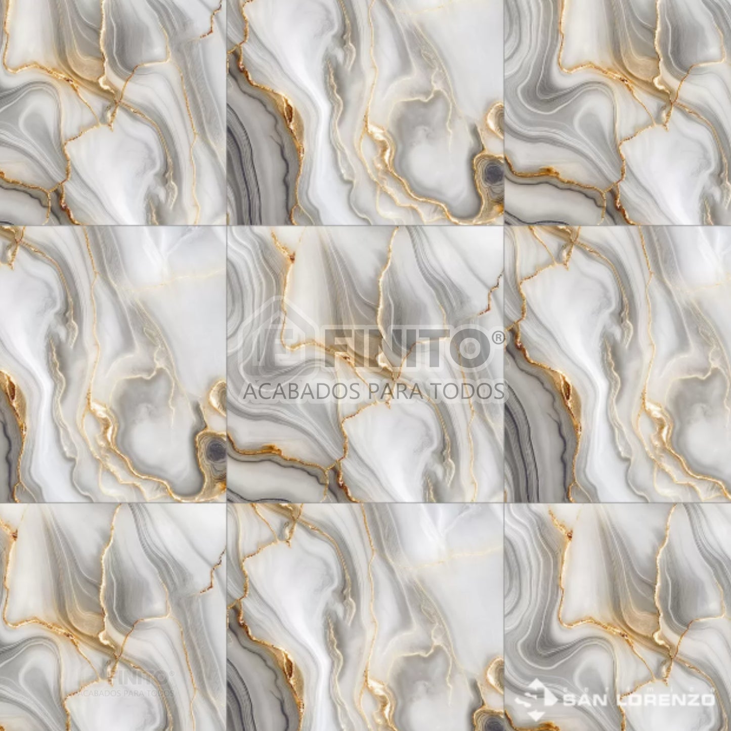 CERAMICA ESTILO MARMOLEADO GRIS, BLANCO Y DORADO DISEÑO ELEGANTE SEMIBRILLANTE TRANSITO ALTO DAMMAM GOLD 45X45CM 2.29MT2