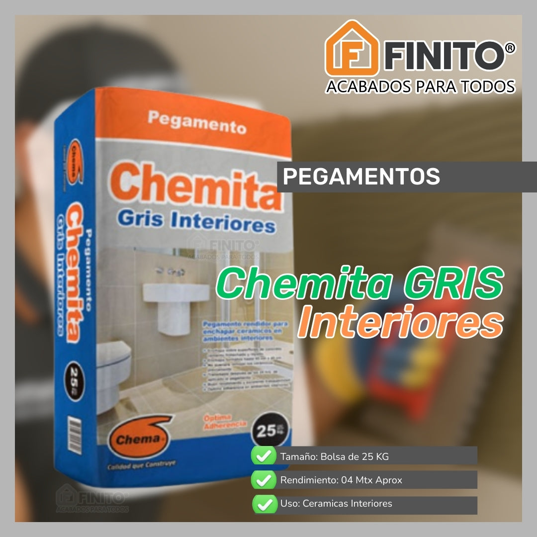 Chemita Gris Interiores x25kg Pegamento para Ceramica