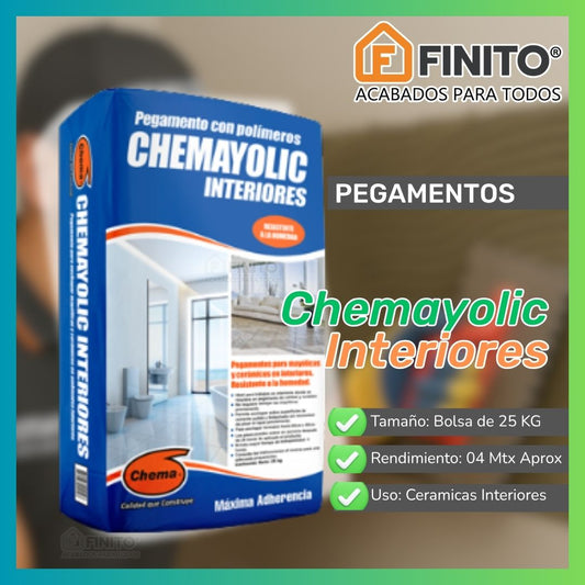Chemayolic Interiores 25 kg Pegamento Gris para cerámicas y mayólicas