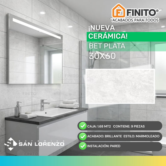Ceramica Marmolizada 30x60 1,68 Mt2 Bet Plata
