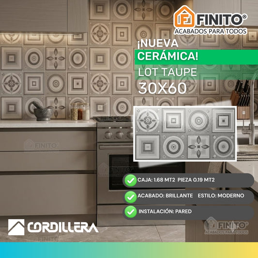 Ceramica Brillante 30x60 1,68Mt2 Lot Taupe