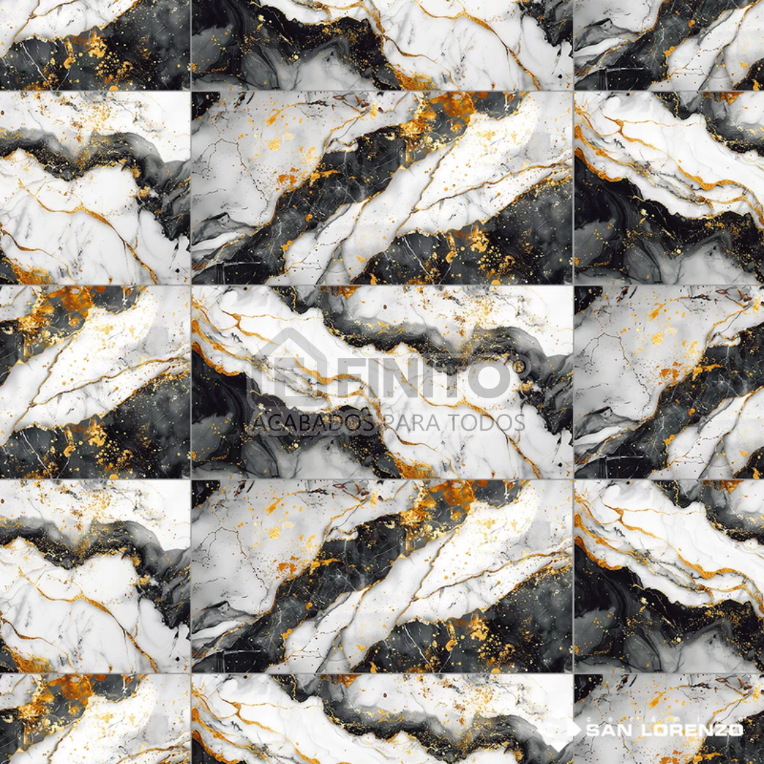 Cerámica Brillante Marmoleado 30x60 1.68 Mt2 Orion Negro