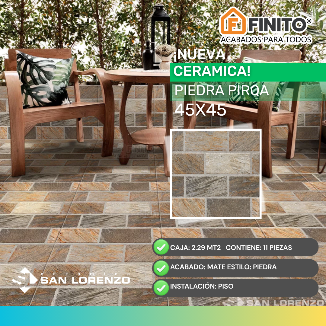 Cerámica Mate 45x45 2.29Mt2 Piedra Pirqa