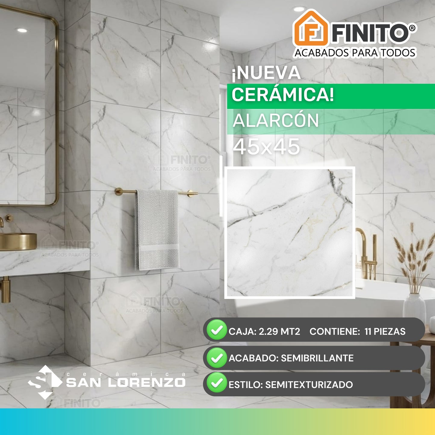 Ceramica Semibrillante 45x45 2,29Mt2 Alarcón