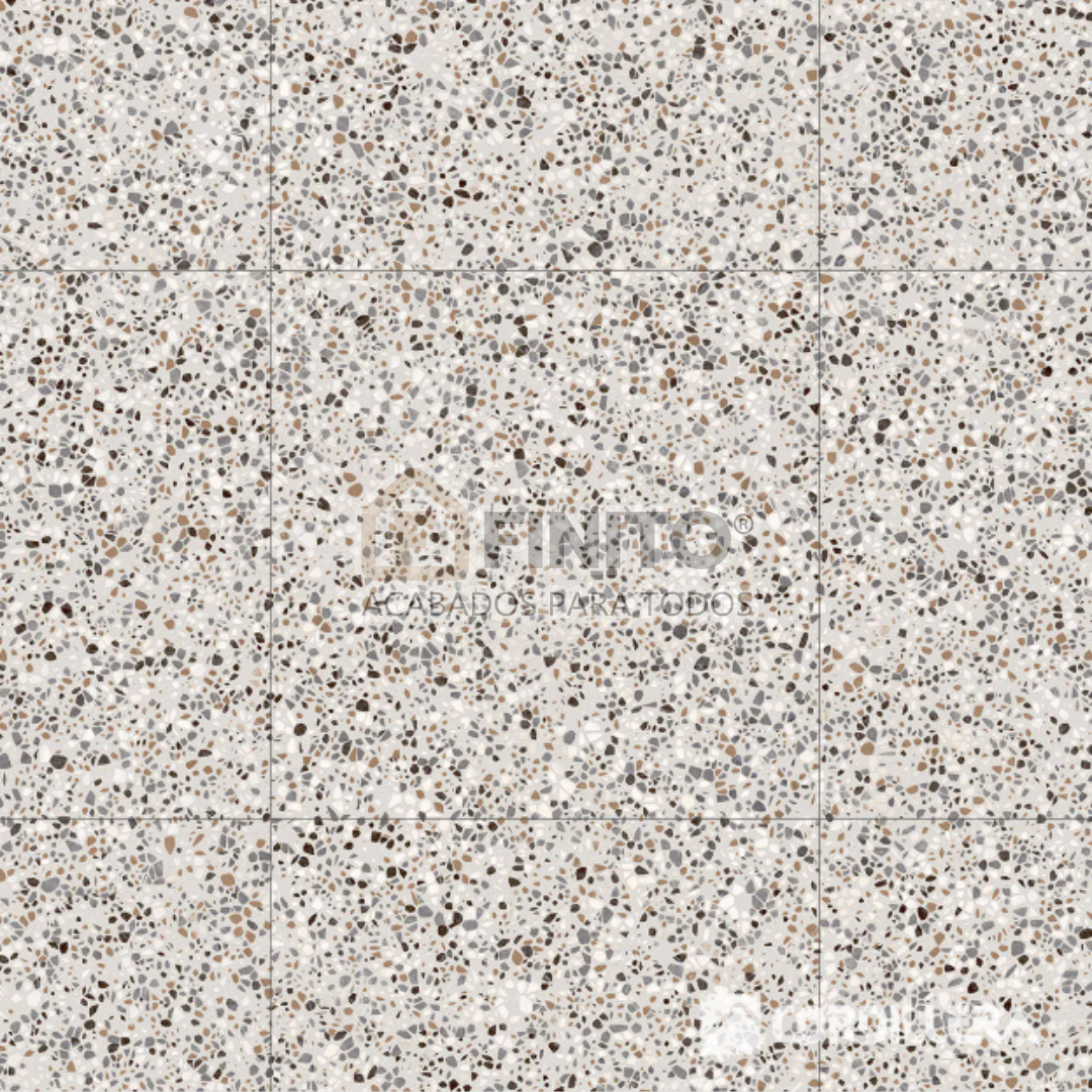 Cerámica Mate Rústico 45x45 2.29Mt2 Terrazo Mix Gris