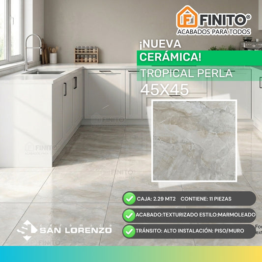 Ceramica Marmolizada 45x45 2,29Mt2 Tropical Perla