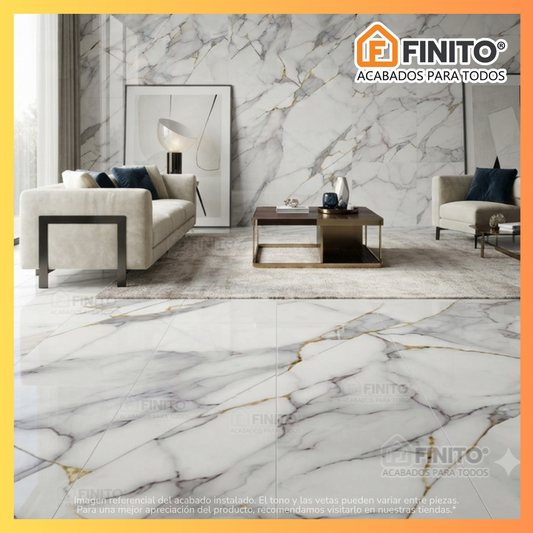 Porcelanato Vitrificado Marmolizado 60x120 2.16Mt2 Calacatta Prestige