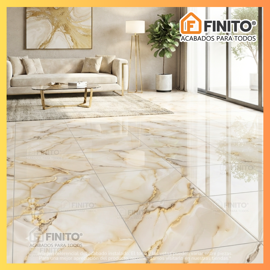 Porcelanato Brillante Marmolizado 60x60 1.44Mt2 Calacatta Oro Regale