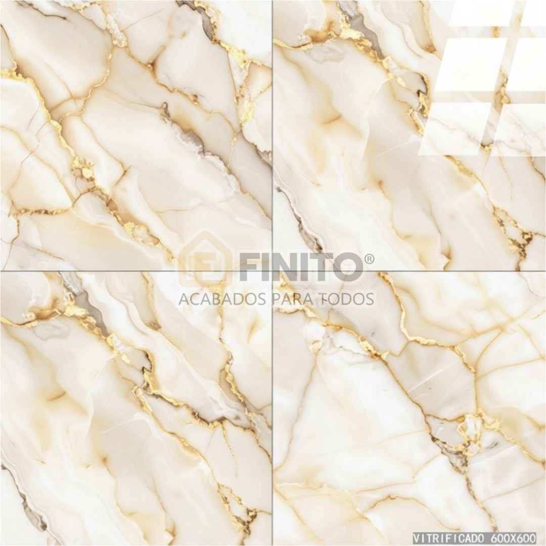 Porcelanato Brillante Marmolizado 60x60 1.44Mt2 Calacatta Oro Regale