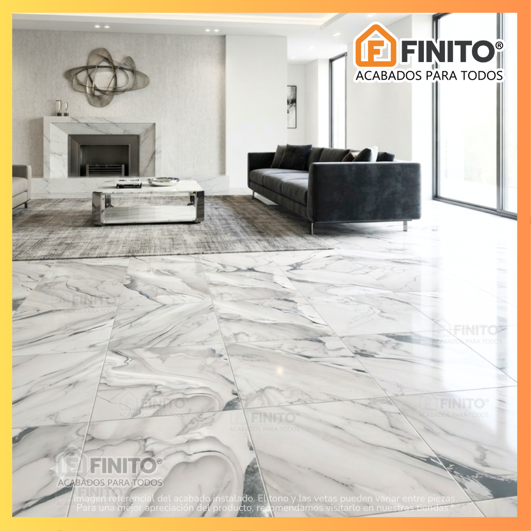 Porcelanato Brillante Marmolizado 60x60 1.44Mt2 Marmol Abstracto