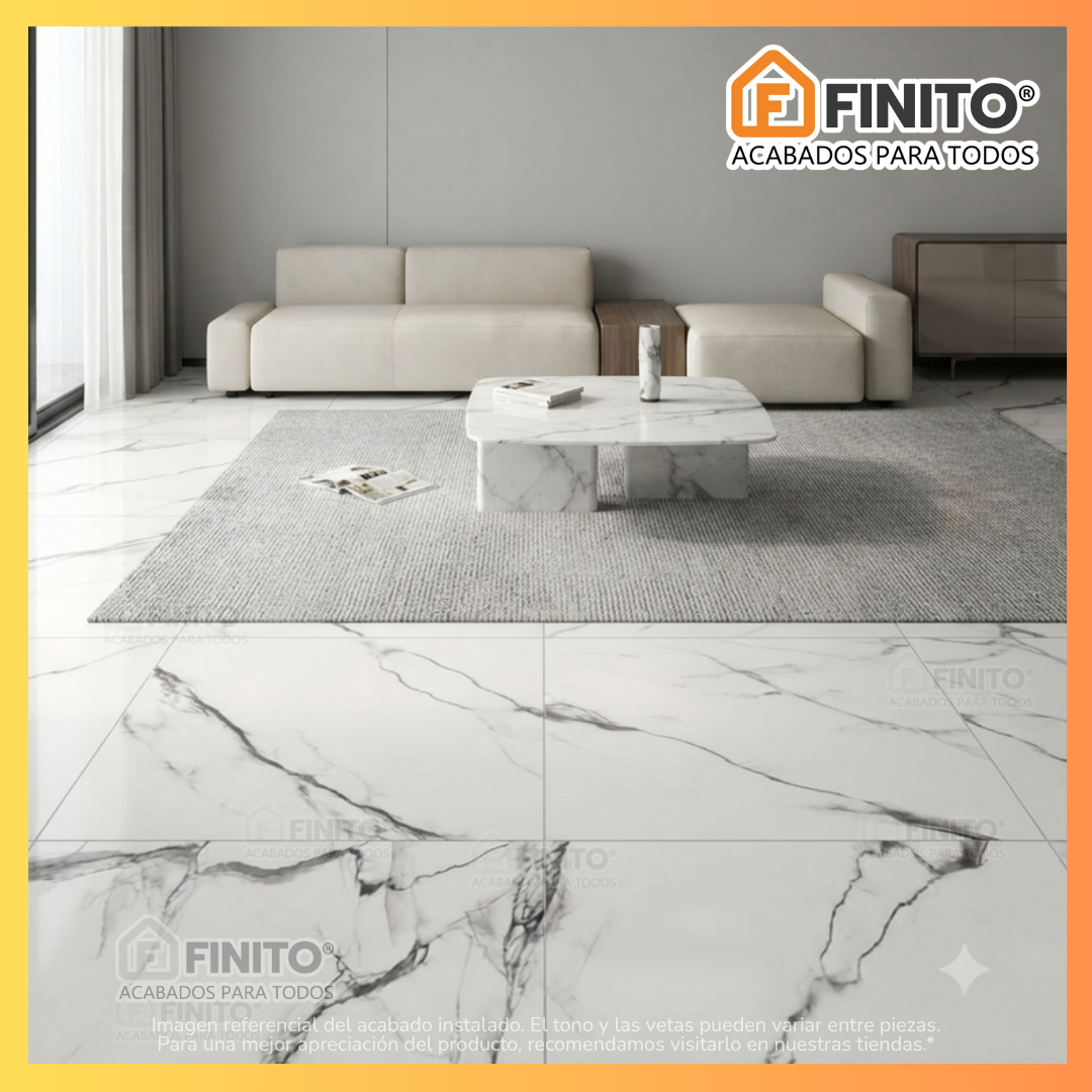 Porcelanato Brillante Marmolizado 60x60 1.44Mt2 Statuaire Lux