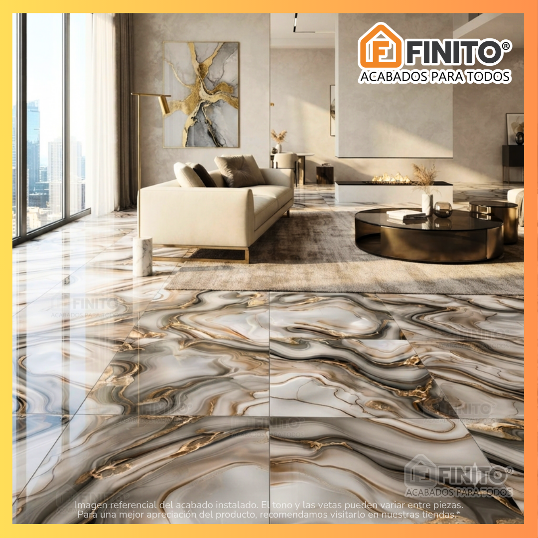 Porcelanato Brillante Marmolizado 60x60 1.44Mt2 Venato Luxe