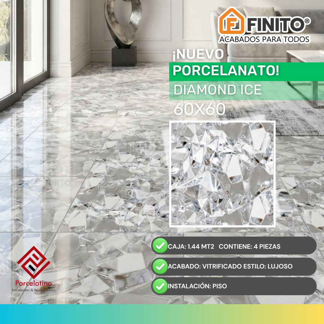 Porcelanato Vitrificado 60x60 1.44 Mt2 Diamond Ice