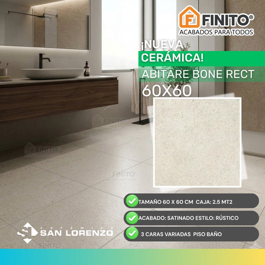 Ceramica Antideslizante 60x60 2,50Mt2 Abitare Bone Rect