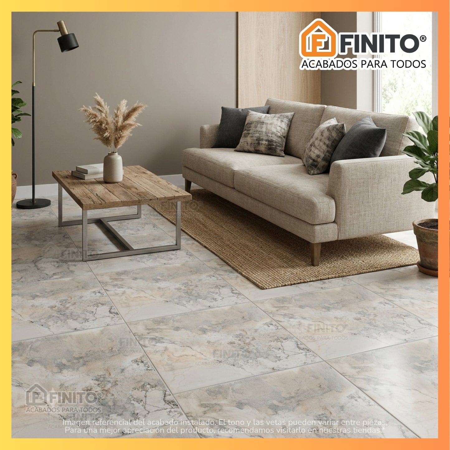 Cerámica Marmolizada  60.8x60.8 2.58Mt2 Canaveral Beige