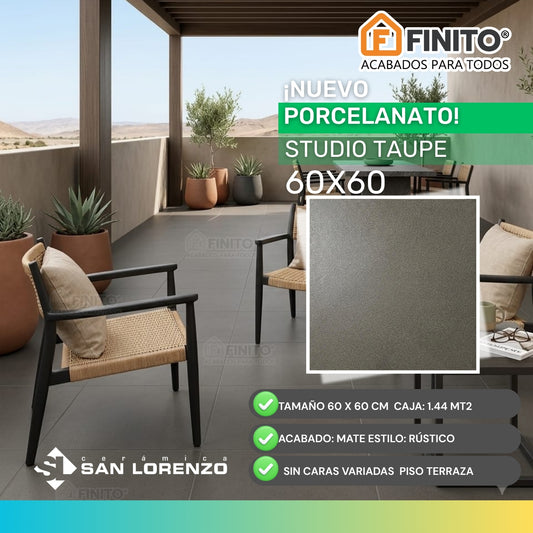Porcelanato Antideslizante 60x60 1,44Mt2 Mate Taupe Gris