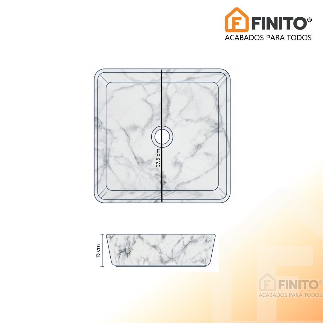 BOWL MARMOLIZADO CUADRADO - FRENCIA