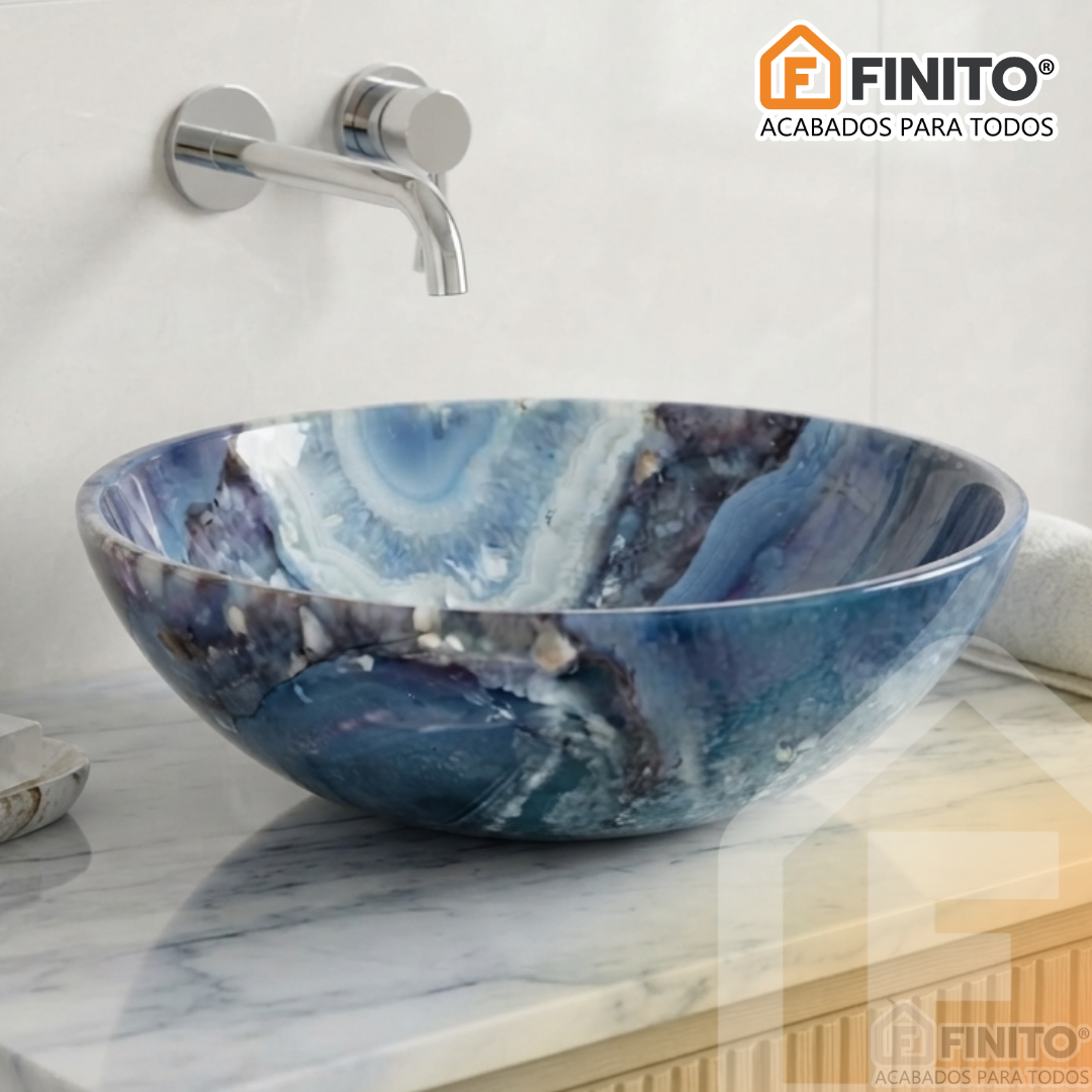 BOWL LOZA LAVATORIO MARMOLEADO TURQUESA
