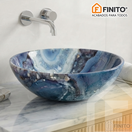BOWL LOZA LAVATORIO MARMOLEADO TURQUESA
