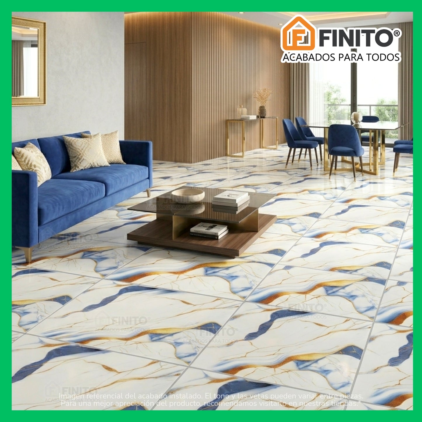 CERAMICA MARMOLIZADA AZUL PARA PISO MALTA GOLD 60 X 60 2.50 MT2