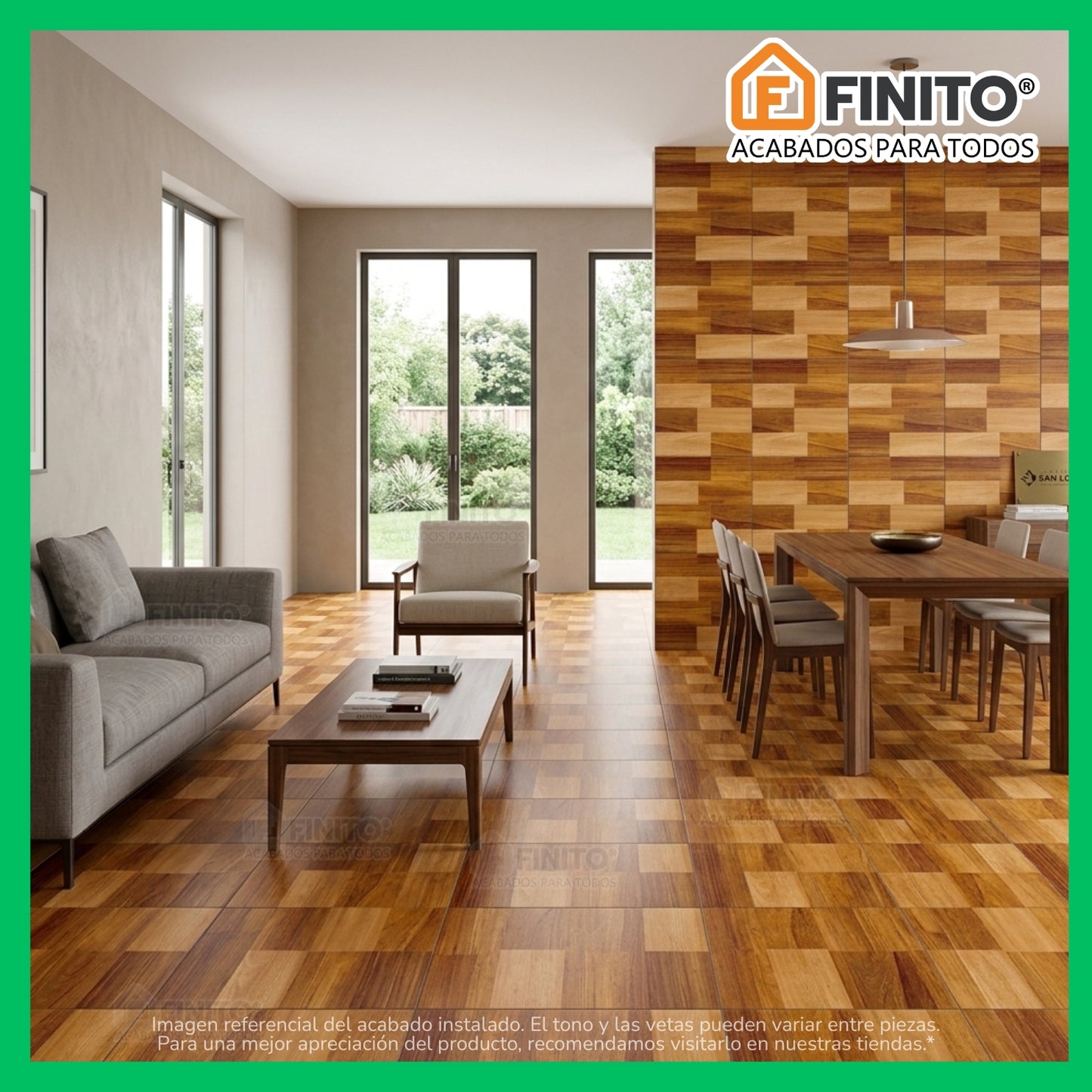 CERAMICA BRILLANTE ESTILO MADERADO PISO - PARED MARRÓN BEIGE CAMEL TECA NOVA MIX 45X45CM 2.29MT2