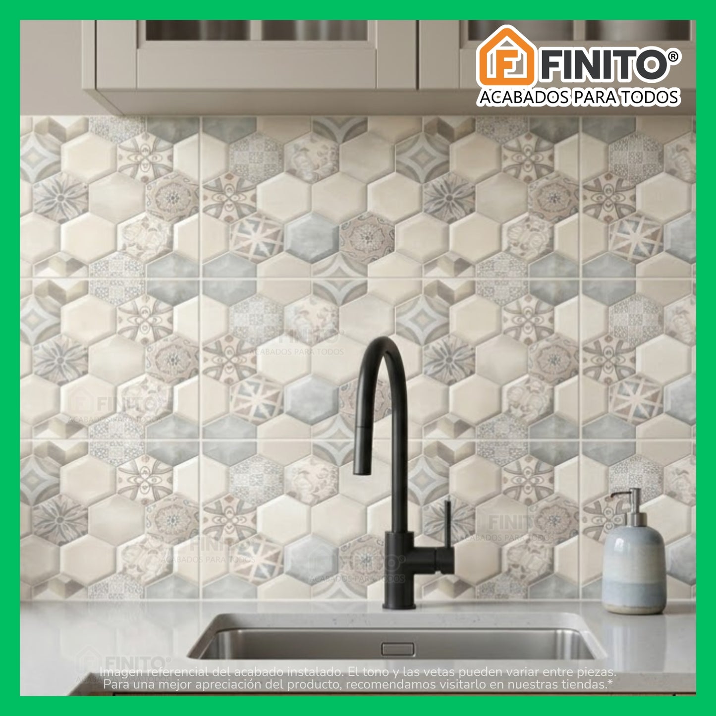 CERAMICA CON ACABADO BRILLANTE ESTILO MARMOLIZADO CON RELIEVE COLMENA 30x60CM 1.68MT2