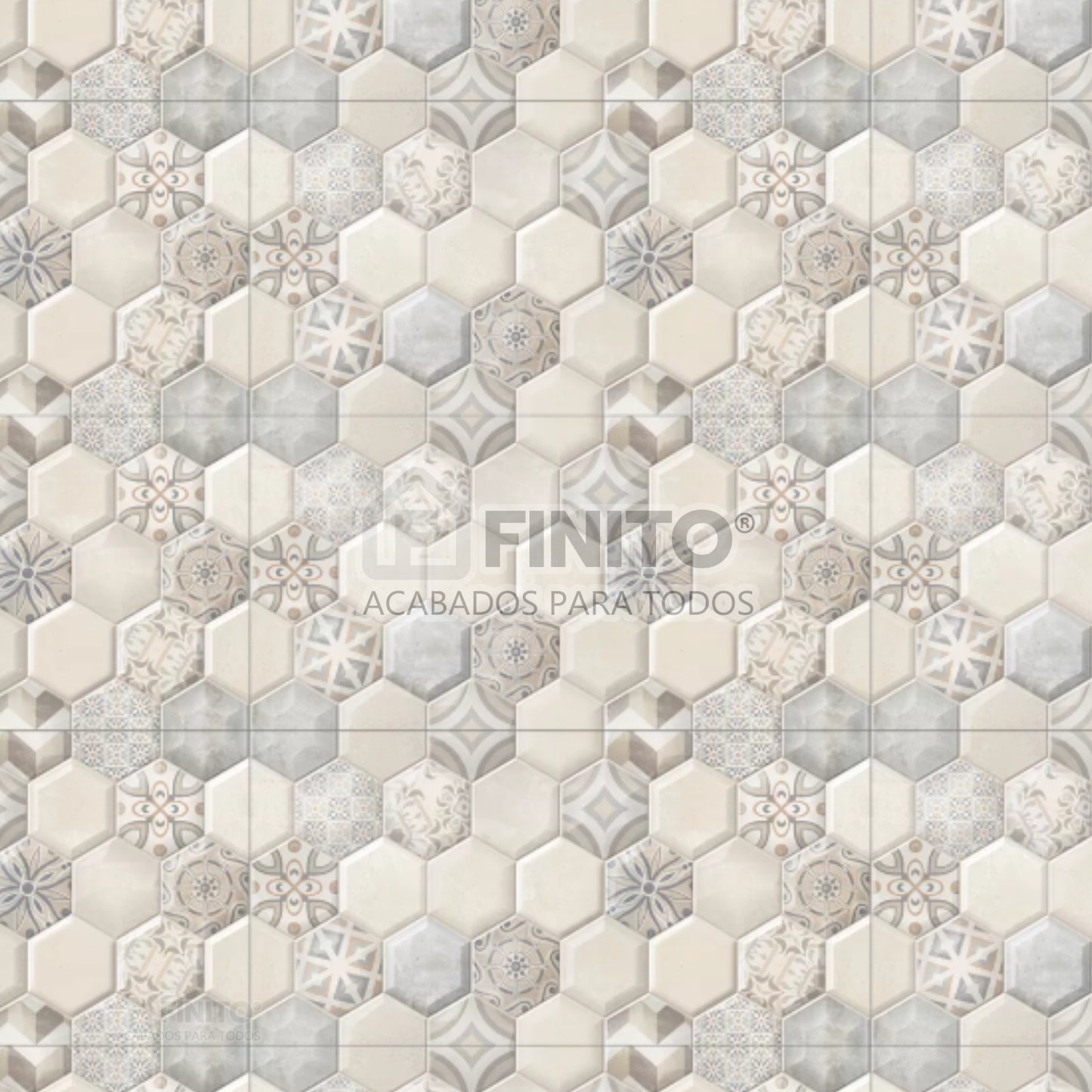 CERAMICA CON ACABADO BRILLANTE ESTILO MARMOLIZADO CON RELIEVE COLMENA 30x60CM 1.68MT2