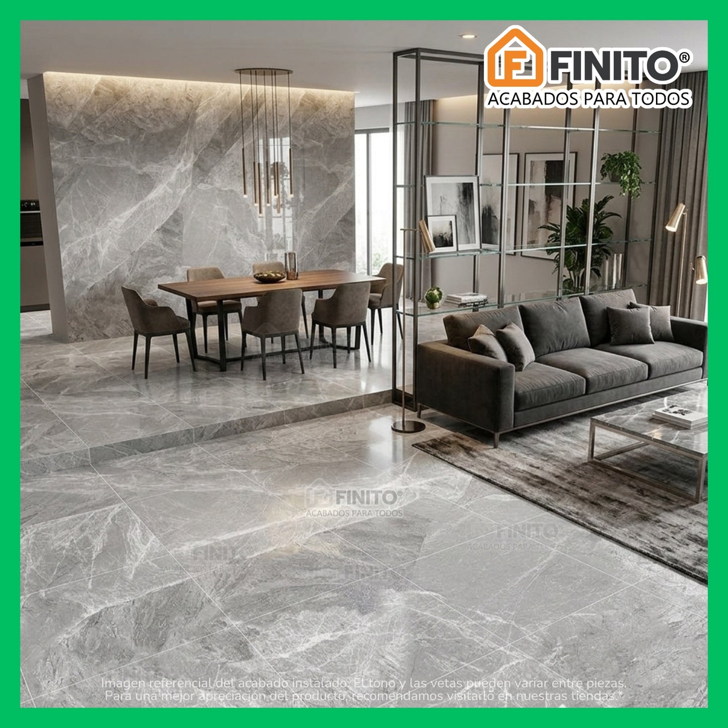 CERAMICA PLOMO CON BLANCO MARMOLIZADO BRILLANTE PARA PISO Y PARED CON BORDE PLANO VERONA PLATA 60X60CM 2.50MT2