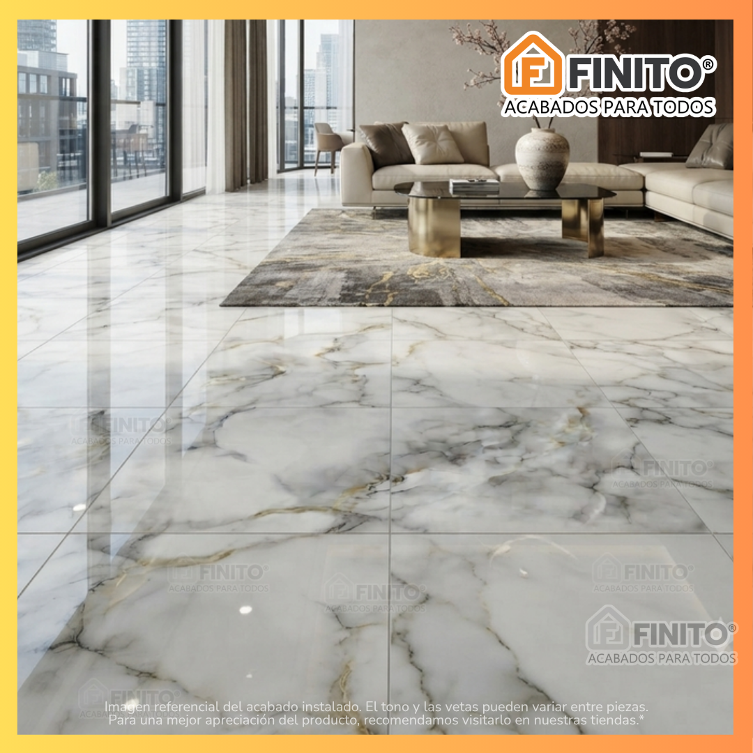 Porcelanato Brillante Marmoleado 60x60 1.44Mt2 Amani Gold