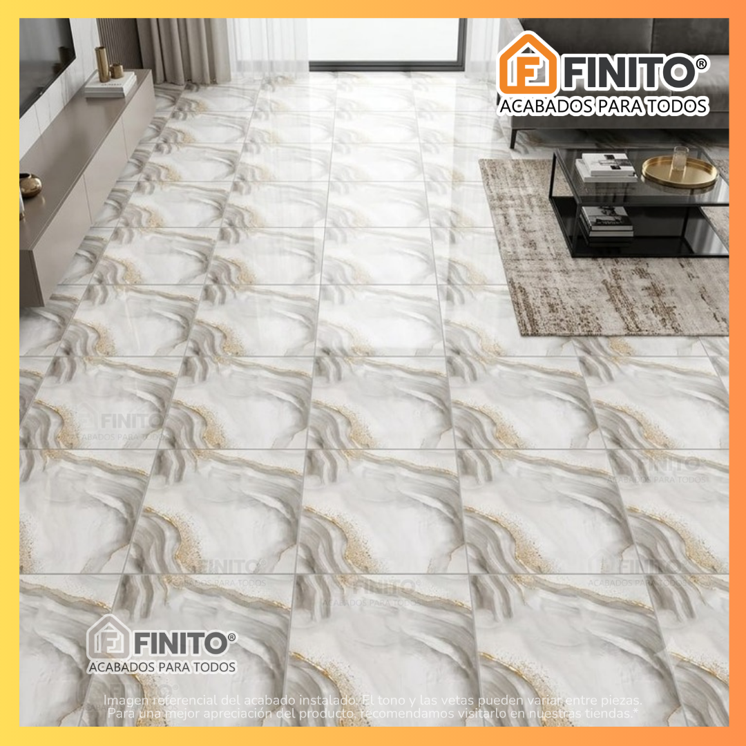 Ceramica Brillante Marmoleado 45x45 Hara Gold