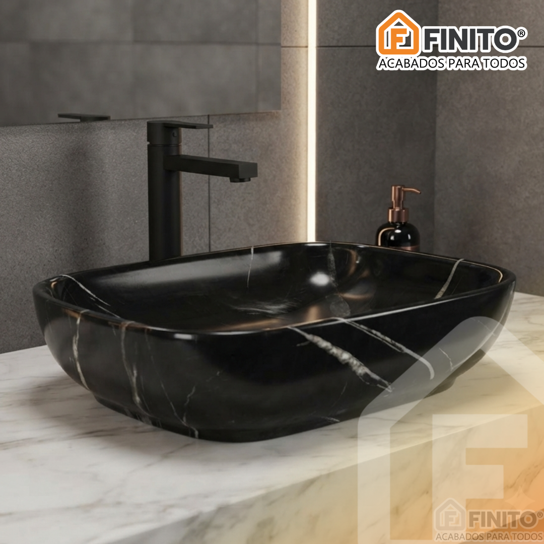 BOWL LOZA LAVATORIO NEGRO BRILLANTE PAREDMETAL