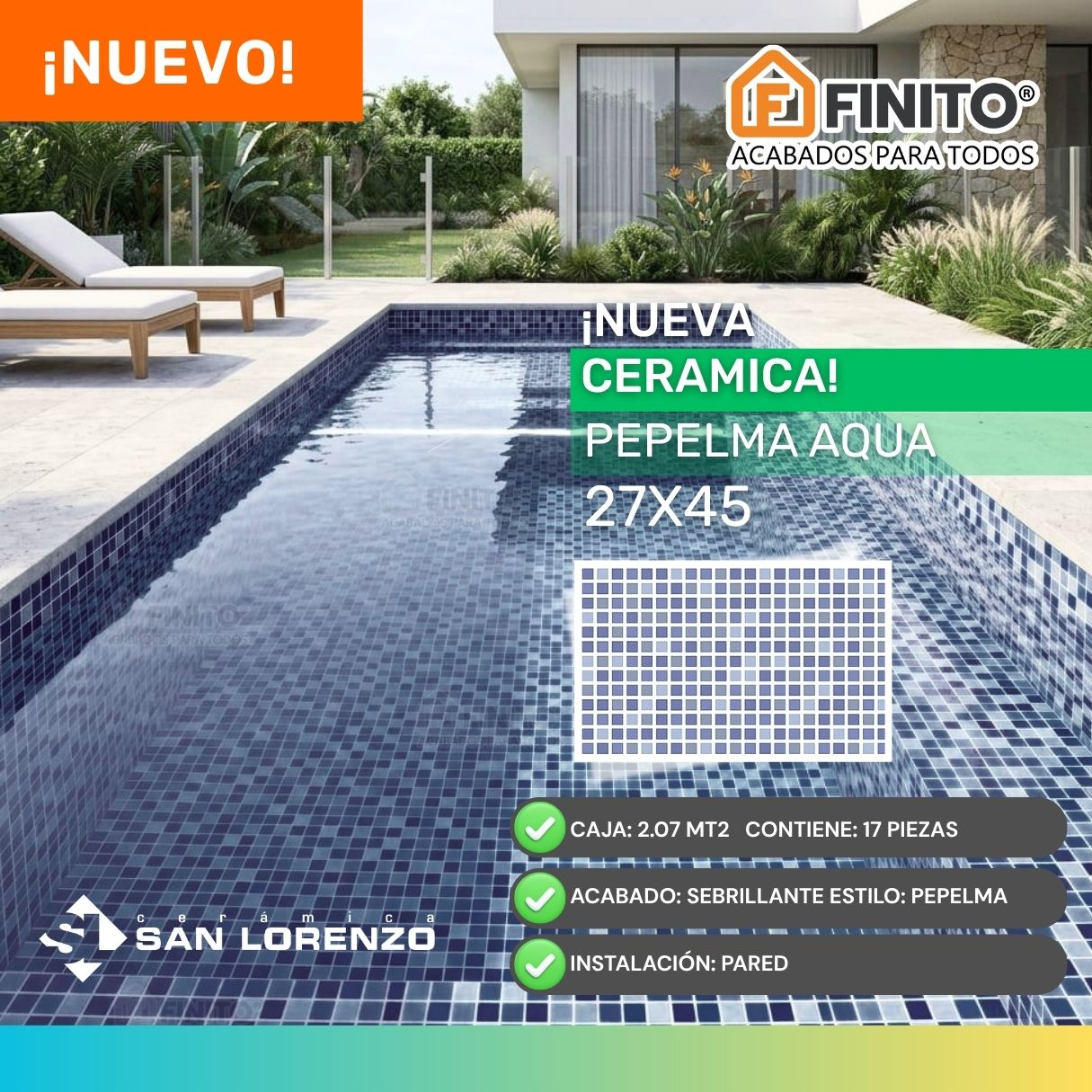 Ceramica Piscina Pepelma Aqua 27x45 2.07