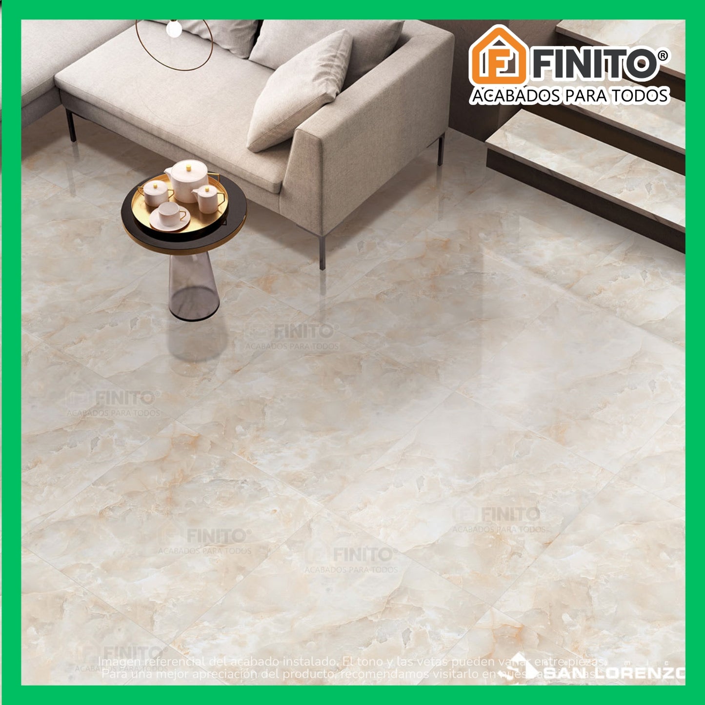 PORCELANATO MARMOLIZADO BEIGE PULIDO PARA PISO - PARED 60 X 60 CM 1.44 MT2 ONIX IVORY