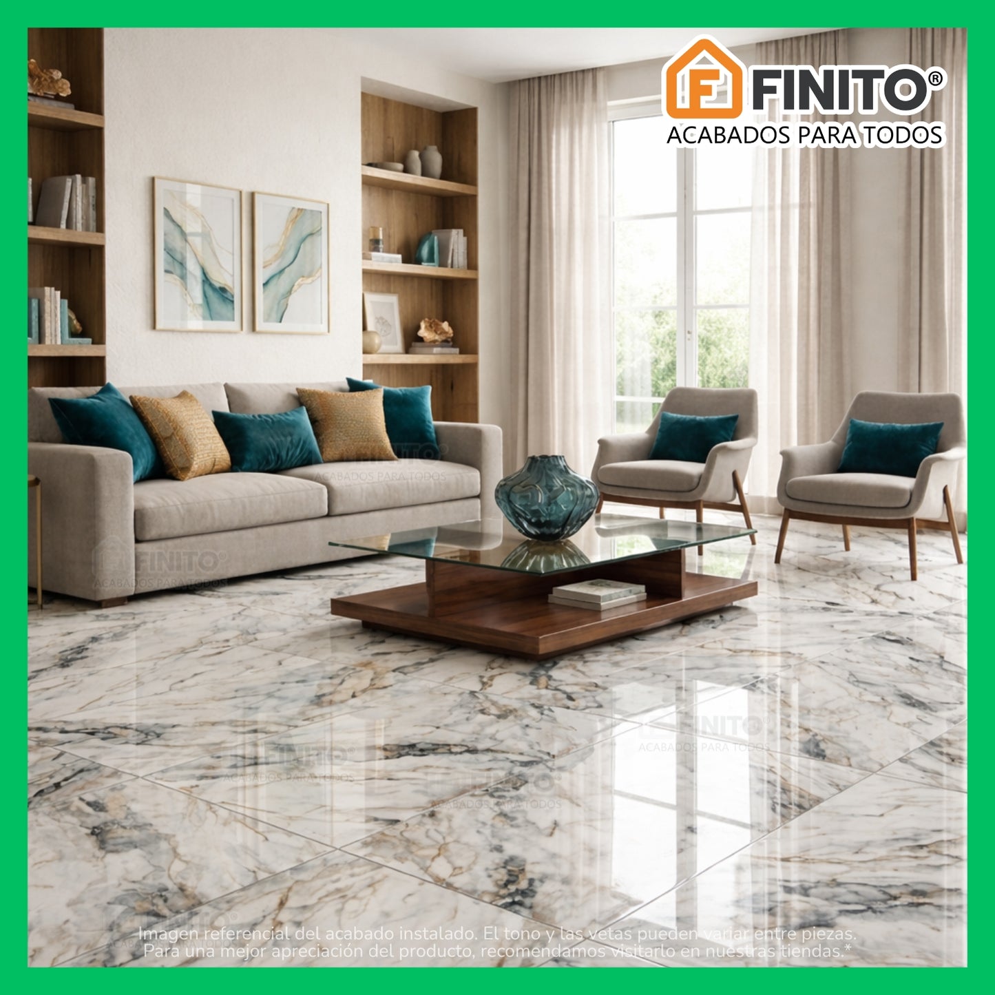 PORCELANATO VITRIFICADO ESTILO MARMOLIZADO IDEAL PARED PISO MESA CALACATTA BLUE 60X120CM 2.16MT2