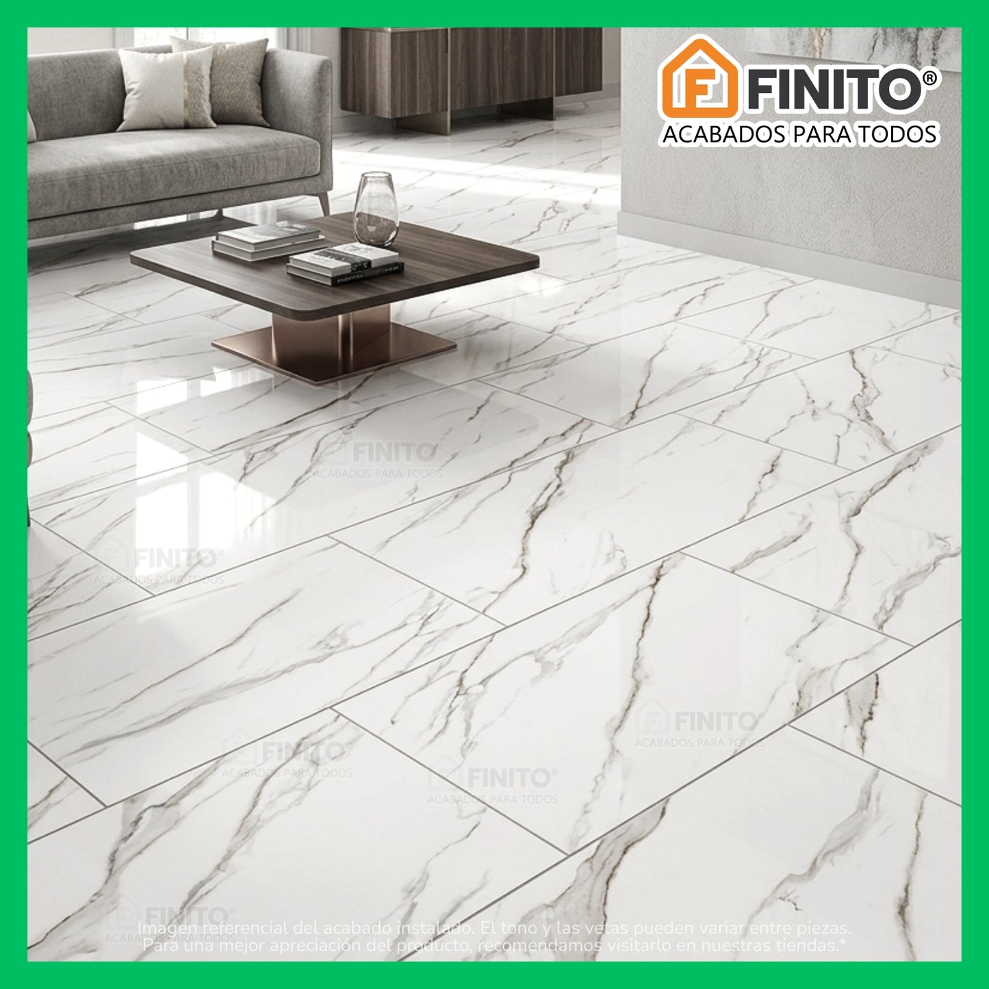 PORCELANATO VITRIFICADO ESTILO MARMOLIZADO BLANCO CON VETAS GRISES Y DORADOS USO PARED PISO MESA AURA CALACATTA 60X120CM 2.16MT2