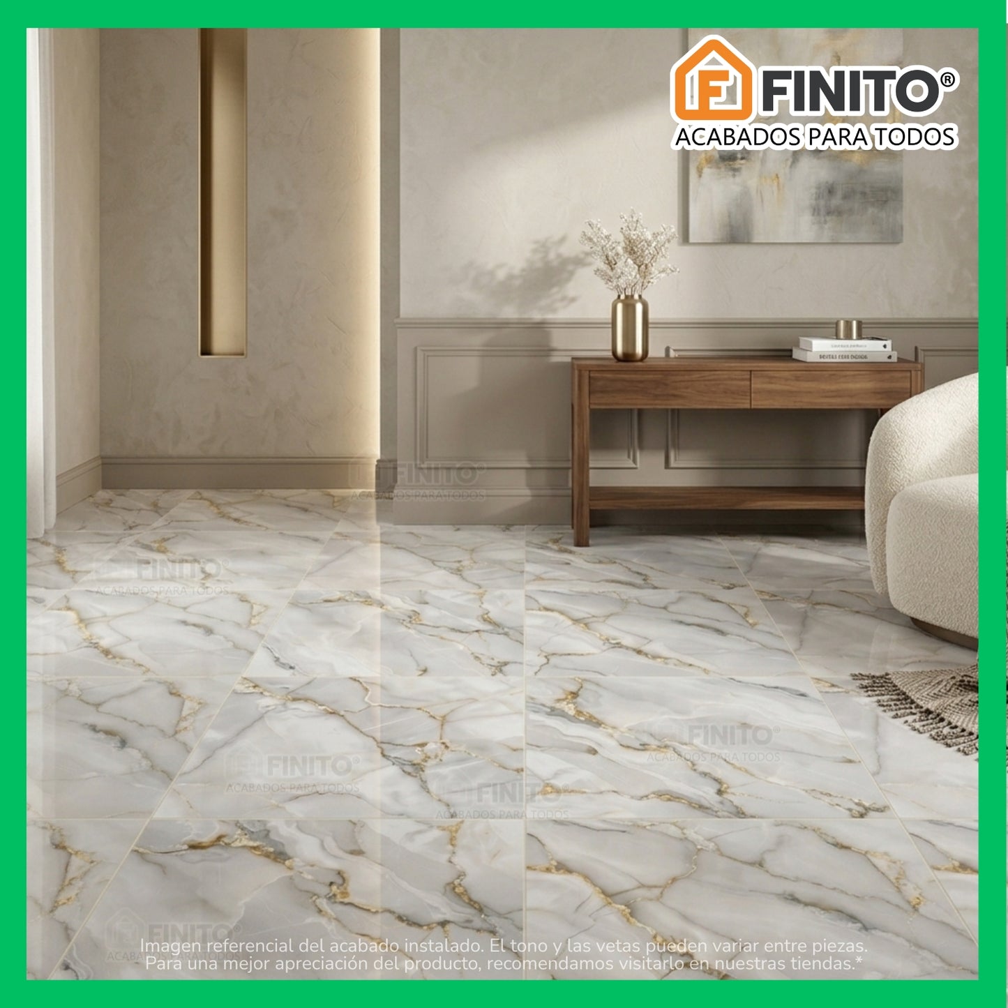 PORCELANATO VITRIFICADO MARMOLIZADO BLANCO, DORADO, PLOMO USO PARED Y PISO MARMOL DORADO 60X60CM 1.44MT2