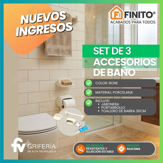SET 3 ACCESORIOS DE BAÑO BONE - FV