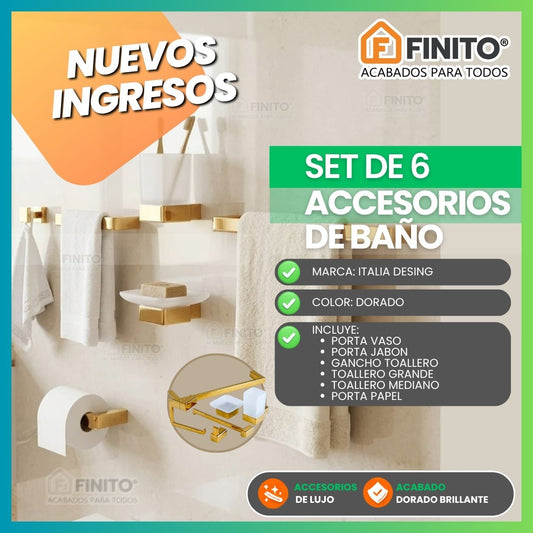 SET 6 ACCESORIOS DE BAÑO-ITALIA DESING