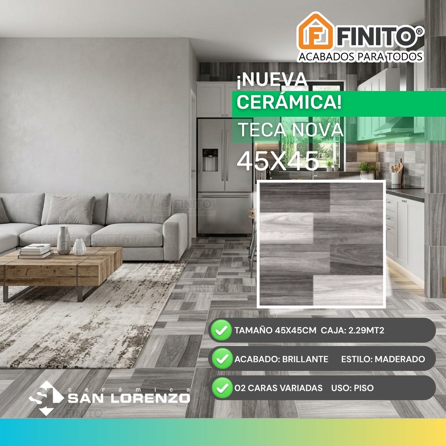 CERAMICA TECA NOVA 45X45 SAN LORENZO
